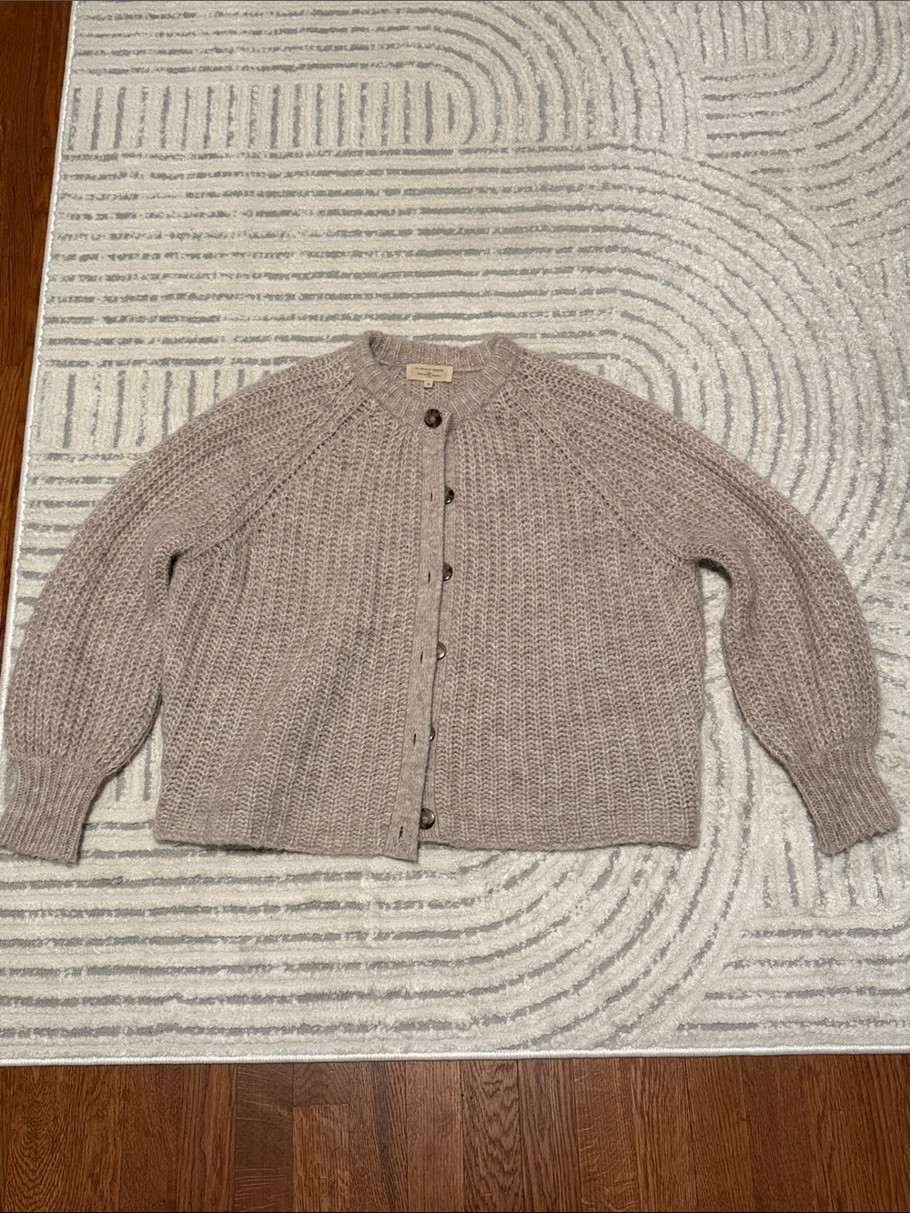 Sezane Emile Cozy Knit Cardigan in light Beige